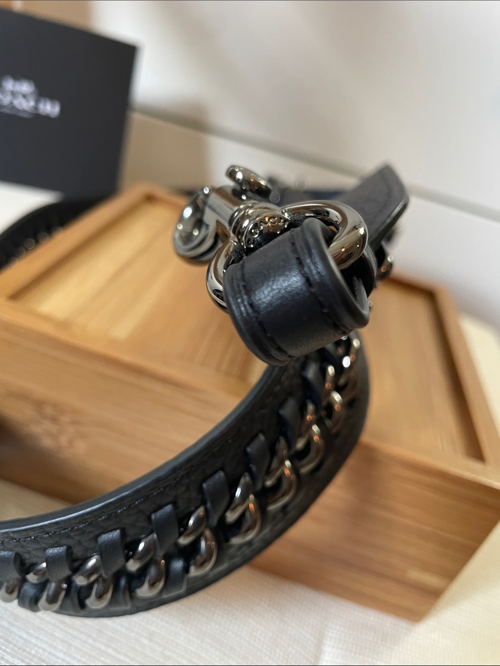 Coach Strap With Chain Detail in Gunmetal/Black - Picture 10 of 17